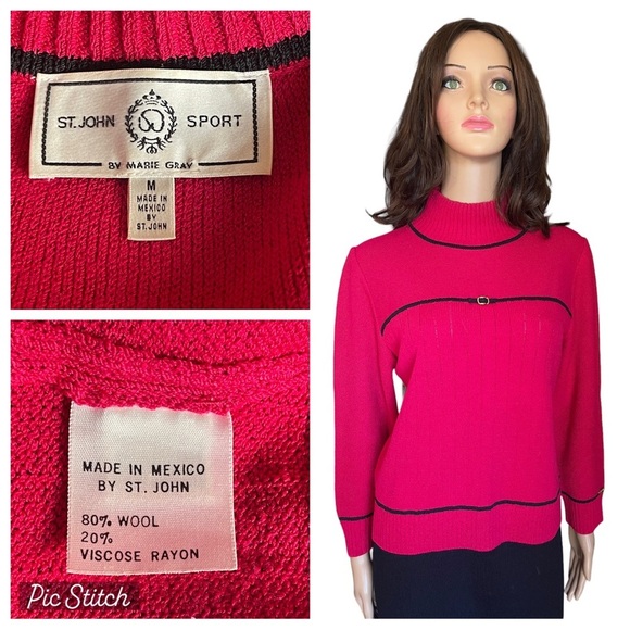 St. John Sweaters - St John red Bow Mock Turtleneck Size M
